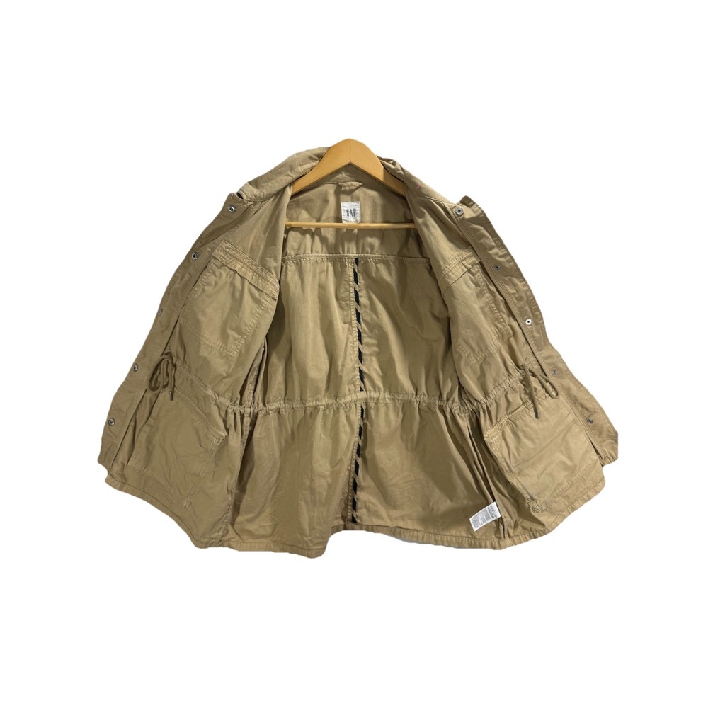 Gap Women Jacket Tan Utility Chore Barn Shacket Canvas Cotton Full Snap Sz Large - Picture 9 of 10